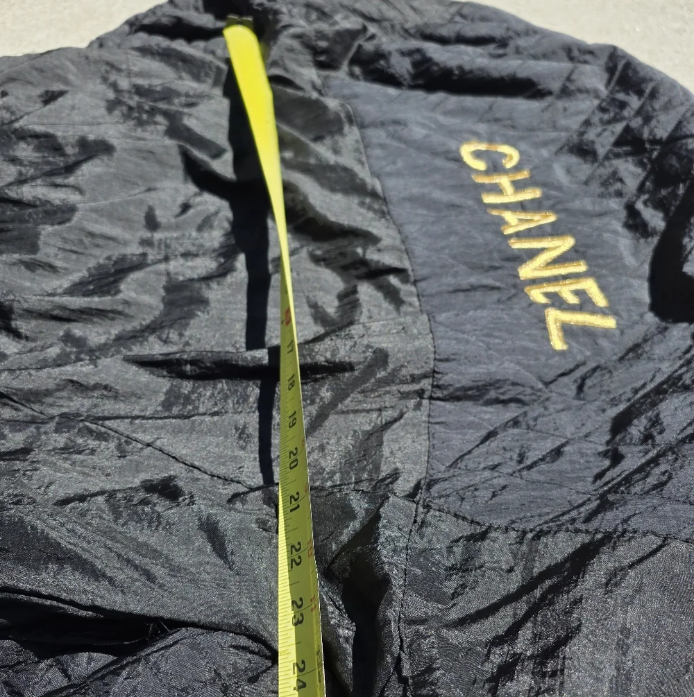 Vintage Black Bomber Jacket with Gold Logo **NOT Made By Chanel** - Picture 6 of 6